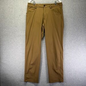 Lululemon Commission Pants Mens 36x32 Brown Chino Regular Fit Stretch Casual